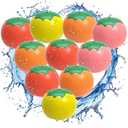 Tomato-Shaped Reusable Water Balloons - 10-Pack Silicone, Self-Sealing, Quick-Fill, Eco-Friendly, Fun for Kids & Adults, Ideal for Pool & Beach - AMTIFO