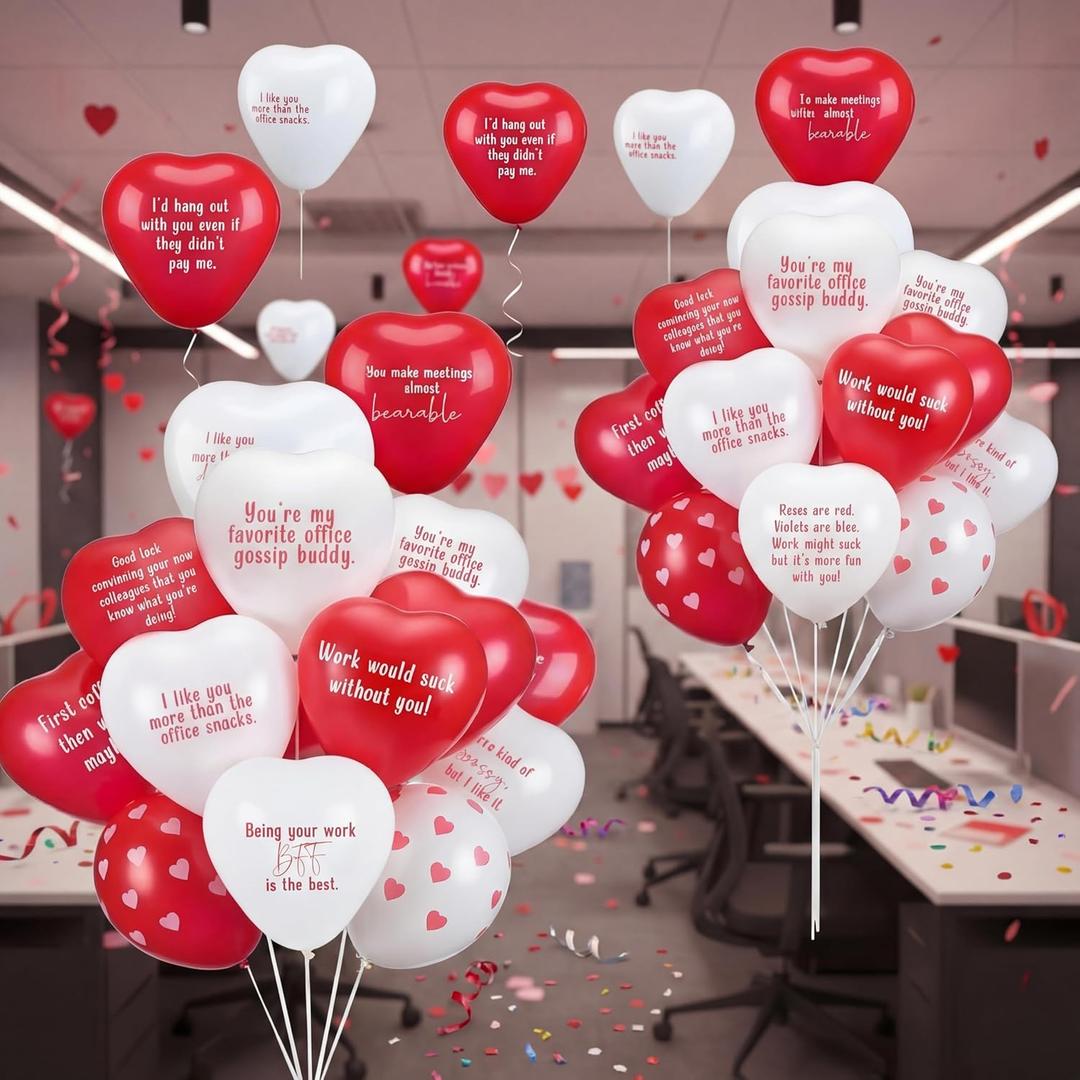 120 Set Valentine's Day Office Decor for Employees Staff Funny Work Decorations Celebrate Team Bonding for Workplace Coworker Office (Heart,Round)