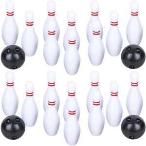 Gamie Bowling Game for Kids, 2 Sets, Each Set Includes 10 Pins and 2 Balls, Durable Plastic Indoor and Outdoor Game, Fun Carnival and Birthday Party Activity for Boys and Girls