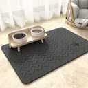 MontVoo-Absorbent Pet Feeding Mat-No Stains Quick Dry Dog Mat for Food and Water Bowl-Rubber Backing Dispenser Mat-Dog Accessories Supplies-Dog Bowl Messy Drinkers, Dark Grey