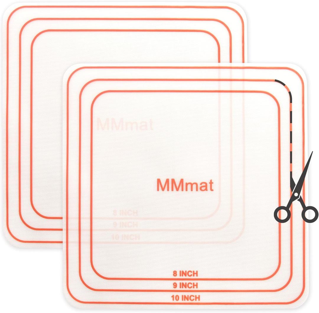 Silicone Baking Mat, Set of 2 Square Non-Stick Cuttable Baking Mats 8/9/10 inches - Best German Silicone