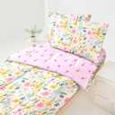 Floral Zipper Bedding Twin Girls Pink Bedding for Girls Flower Comforter All in one Zipper Kids Bedding