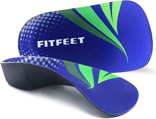RooRuns FitFeet Orthotic Inserts 3/4 Length, High Arch Support Foot Insoles for Over-Pronation, Plantar Fasciitis, Flat Feet - Shoe Inserts for Walking, Running Men and Women, M