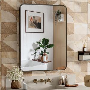 24x30 Inch Bathroom Medicine Cabinet with Mirror Black Metal Framed Farmhouse Recessed or Surface Wall Mounted Black Medicine Cabinets for Bathroom