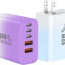 USB C Fast Wall Charger Block, 2Pack 60W USBC Charging Cubes, 5-Port PD+QC Power Adapter Multiport Brick Type C Box Plug for Phone 16/15/14/13/12/11/Pro Max/Plus, Pad Mini/Pro/S25/S24