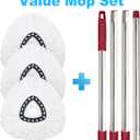 Mop Replacement for Ocedar, Mop for O Cedar, Mops Replacements Contain 4-Section Handle & 3 Pack Mops Head