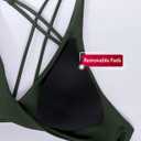 Soothfeel Bikini Tops for Women Push Up Padded Swim Top Twist Front Bathing Suit Criss Cross Back Tankini Swimsuit Top Only (Green, XL)