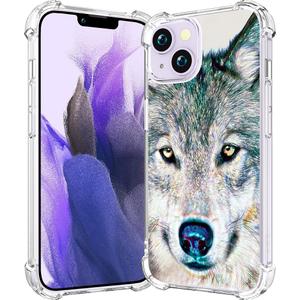 Compatible with iPhone 14 Plus Case Clear Cute for Women - Rugged Phone Cases Funda Protector Cover Skin (Grey Wolf)
