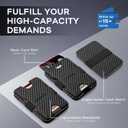 RUNBOX Leather card Holder Wallet for Men and Women, Holds 8+ Cards Plus Cash, RFID Blocking Mens Wallet with Stretchable Cash Band, Massive Capacity Wallet for Front Pocket, Perfect Gifts for Men (01-Carbon Black)