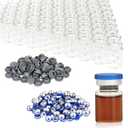 5ml Clear Glass Vials-1-1/2 Dram Clear Glass Headspace Vials with Plastic-Aluminum Flip Caps and Rubber Injection Stoppers, 100 Pack, 20mm Flat Bottom Lab Vial