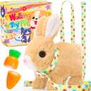 Tagitary Easter Plush Bunny Toys Electronic Bunny Toy with Sounds,Wiggling Ears,Hopping,Twitching Mouth and Nose,Interactive Rabbit Toy for Kids with Leash,Easter Birthday Gift for Toddlers (Yellow)