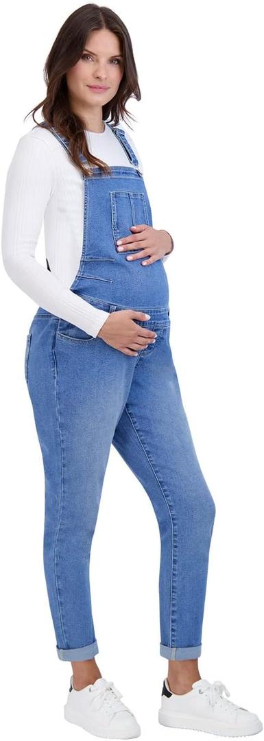 Savi Parker Maternity Denim Overalls  Soft Bib Jumpsuit with Straight Legs for Spring and Summer (Small, Nhi Wash)