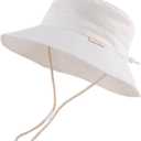 Bamery Baby Toddler Girls Bucket Hat Newborn Sun Hats for Boys Classic Infant Summer UV Protection Hats Kids Beach Cap (6-24 Months, White)