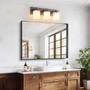 Modern Bathroom Light Fixtures Over Mirror, Vanity Lights for Bathroom Wall Sconces with Milky White Glass Shades, E26 Socket (Bulbs Not Included), 3 Light, Oil Rubbed Bronze, 19.68 inch-3-Light