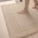 DEXI Bathroom Rug 43x24, Ultra Soft Absorbent Bath Mats for Bathroom, Shower Floor Bathmat Non Slip, Washable Bath Rugs Carpet for Tub, Sink, Beige
