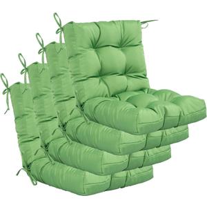 QILLOWAY Outdoor Chair Cushion for Patio Furniture, Waterproof Patio Cushions Set of 4 with Ties, Fade Resistant Replacement Pads for Outdoor Rocking Chairs,Green
