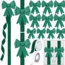 Daifunli 16 Pcs Velvet Christmas DIY Cabinet Ribbons Bows Large Christmas Door Kitchen Ribbon Cabinet Bows with 27 Meter Velvet Ribbons for DIY Xmas Holidays Kitchen Party Decorations(Green)