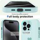 Designed for iPhone 16 Pro Case with Screen Protectors, Liquid Silicone Microfiber Lining Soft Rubber Shockproof Anti-Scratch Love Pattern Phone Case for iPhone 16 Pro Protective Cover Women (Cyan)