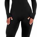 Jumpsuits for Women Long Sleeve Bodysuit Rompers Zipper Hight Neck One Piece Outfits for Women (Small, Black)