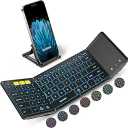 Samsers Foldable Bluetooth Keyboard with Touchpad, FullSize Wireless Folding Keyboards with Backlight, Portable Travel for iOS Android Windows Mac OS, Support 3 Device(BT5.1 x 3), Black