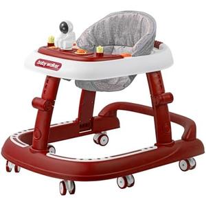 Baby Walker, 3-in-1 Foldable Baby Walker for Baby Boys and Baby Girls, 8-Gear Height Adjustable Baby Walkers with Wheels and Baby Activity Center with Astronaut Toys for Baby 6-24 Months