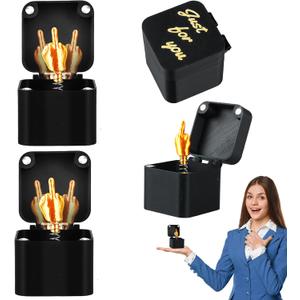 2 x 2Pcs Middle Finger in A Box Gay Gifts Funny Adult for Men Women Prank Joke Toy Gifts Hilarious White Elephant Gifts Prank Box Funny Birthday Gifts Relief Pop Up Middle Finger Box Fun Surprise Gift