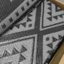OLANLY Outdoor Rug Waterproof 8x10 ft, Reversible Outdoor Plastic Straw Rug, Boho Patio Rug, Indoor Outdoor Carpet, RV Mat Outside for Patio, Camp, Picnic, Balcony, Deck, Backyard, Black & Grey