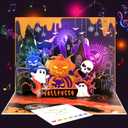 Magic Ants Musical Halloween Pop Up Card with Lights  3D Haunted House Ghosts Pumpkins Bats  Spooky Halloween Greeting Card for Kids and Adults Includes Envelope and Blank Note