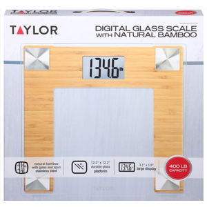 Taylor® Digital Glass with Natural Bamboo Bath Scale