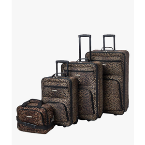 Rockland Jungle Softside Upright Luggage, Leopard, 4-Piece Set (14/19/24/28)