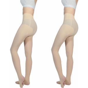 2-Pack Slightly Transparent Tights for girls & women, High Elasticity Sheen Pantyhose, For Work Dance Casual. (S)