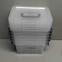 Farmoon 3.5 Quart Clear Storage Bin, Small Plastic Stackable Box/Cotainer with Lid and Grey Handle, 6 Packs