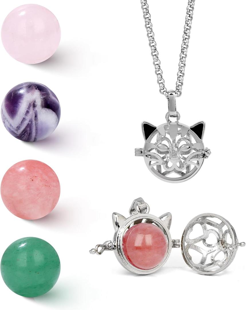 Raicegs Heart Shaped Crystals and Healing Stones 7 Chakra Crystal Necklace 0.8 inch Heart Gemstones Natural Stones Necklaces for Women Spiritual Gift for Women Teen