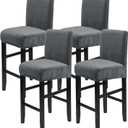 Crystal Velvet Bar Stool Covers with Backs, Soft Stretch Bar Chair Covers Set of 4 with Elastic Band Washable Counter Height Chair Slipcover for Pub Cafe Kitchen Room (Dark Grey, 4 PCS)