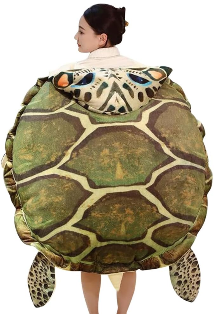 Wearable Turtle Shell Party Cosplay Tortoise Plush Toys Doll Soft and Fluffy Stuffed Turtle Pillow (Small)