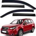 Lightronic Extra Durable Outside-Mount Auto Vent Window Visor, Fits 2014-2018 Subaru Forester, UV Protection Rain Guard, Original Wind Deflector, No-Drill Easy Install, Dark Smoke, 4-Pcs
