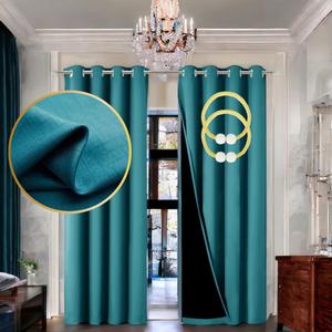 100% Black out Curtains - 330 GSM Thick with Double Layer Black lining backing -Thermal and Noise Reducing Curtains - Room Darkening Curtains - 2 Panels (Green, 52in x 63in)
