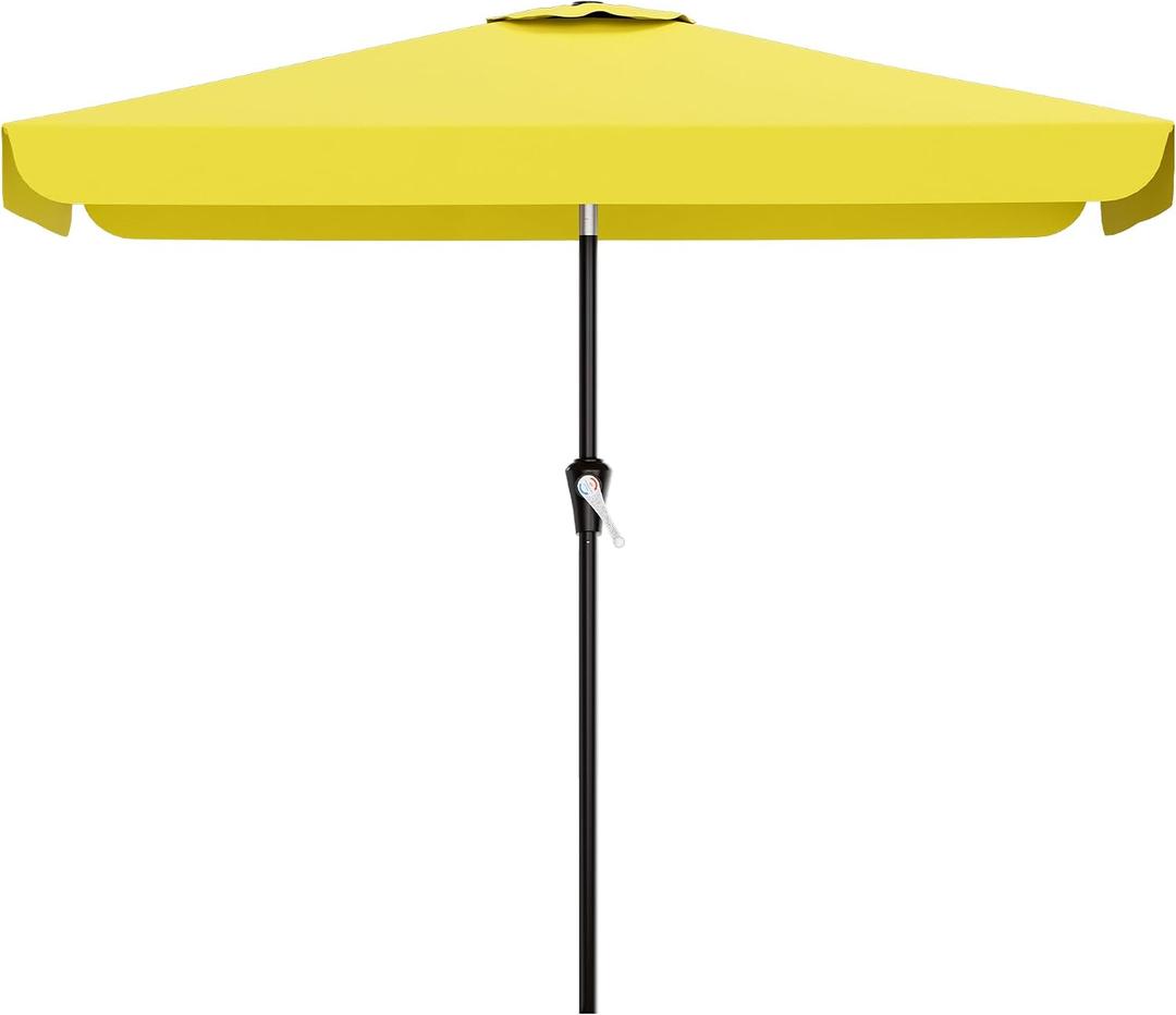 AreShark 6.5 x 10 FT Rectangular Valance Patio Umbrella, Outdoor Umbrella with Tilt and Crank, Market Table Umbrellas W/ 6 Ribs UV Protection for Garden, Deck, Backyard and Pool, Yellow