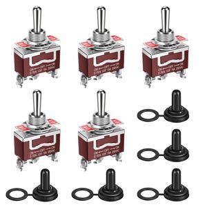 Waterproof Momentary Toggle Switch (ON)-Off-(ON) 30A 12VDC/15A 250VAC DC Marine SPDT Switch 3 Way with Weatherproof Boot Cap Cover for Car Auto Boat (Pack of 4)