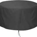 LBTING Fire Pit Cover, 48 inch Cover for 45-48 inch Round Firepit, Waterproof Windproof Dustproof UV-Resistant Heavy Duty Cover for Outdoor Patio Firepit Table - Black