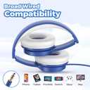 TuneFlux Upgraded Kids Headphones, Wired Toddler Headsets, 85dB Limited Volume On Ear Headphones, Portable Foldable Design, Stereo Sound Kids Headsets for School/Tablet/Travel-Sapphire Blue