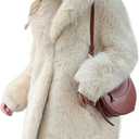 Wyeysyt Womens Faux Fur Coat Fluffy Lapel Furry Jacket Long Sleeve Shaggy Long Coat Winter Warm Coats Outerwear (Small, Apricot)