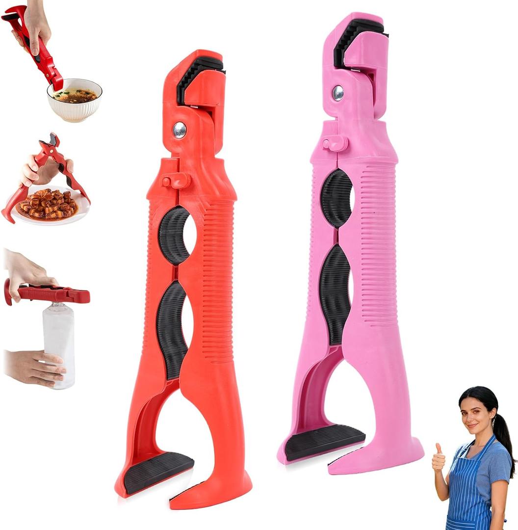 3-in-1 Hot Plate Gripper, Anti Scald Plate Gripper, Multi-Angle Anti-Scald Bowl Holder Clip & Hot Plate Grabber Tool with Lock, Kitchen Utensil For Bowls Pans Dishes (2PCS)