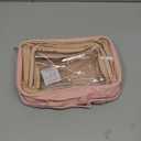 OCHEAL Makeup Bag, Double Layer Cosmetic Bag, Large Capacity New Look Clear Cosmetic Case for Women Travel Beauty Essentials, Multiple Compartments Makeup Case Organizer Zipper Pouch- Pink