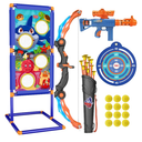 Kids Bow and Arrow Set, 2 in 1 Shooting Game with LED Light Up Archery Toy, Foam Balls, Suction Cup Arrows, Target, Quiver, Indoor Outdoor Toys for Kids Boys Girls Gifts