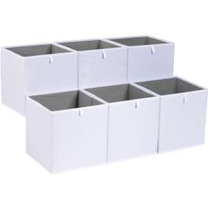 Amazon Basics Cube Organizer Bins, Collapsible Storage Baskets for Shelves, White, Pack of 6, 13x15x13"