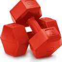 RBX Vinyl Coated Hand Weight Dumbbell Set - Hex Shaped, Roll Free for Body Building/Sculpting/Strength Training Exercise, (Set of 2) (10lb, Red)