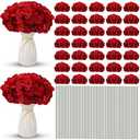 Unittype Silk Hydrangea Artificial Flowers Heads with Stems Faux Hydrangea Flowers for Wedding Centerpieces Bouquets DIY Floral Decorations for Home Indoor(Burgundy,100 Pieces)