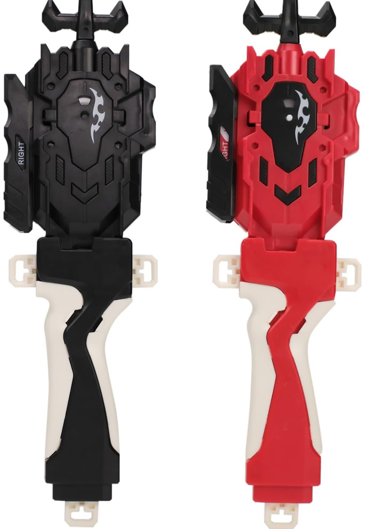 2 Pack String Launchers and Grips, Battling Burst Launcher, Left/Right Spin, Only Compatible with Burst, Two Launch Modes Gyros(Black+Red)