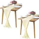 2 Pack 10Ft Light Yellow Chiffon Table Runner Sheer 29x120 Inch for Romantic Wedding Decor Bridal & Baby Shower Birthday Rustic Party Decoration